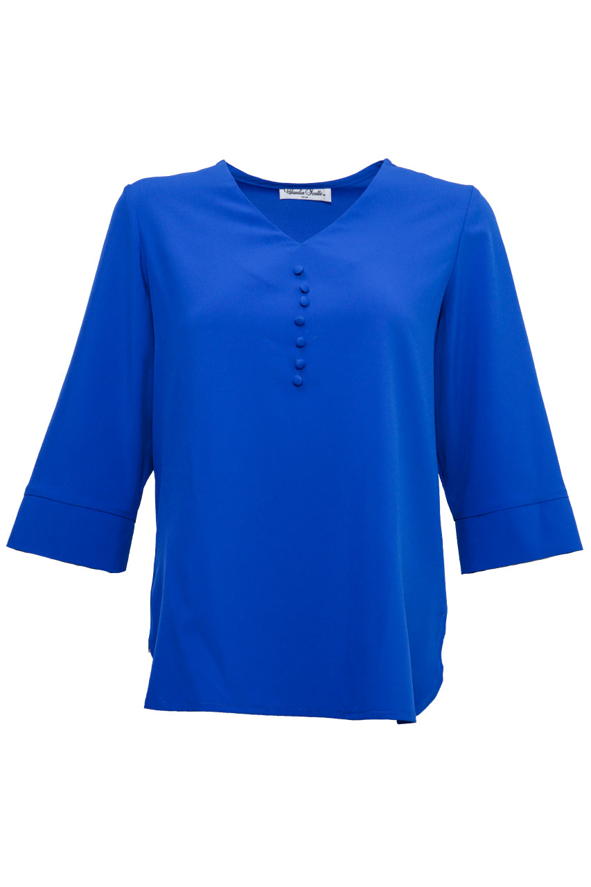 Blusa Manga Tres Cuartos para Mujer Claudia Ivette 2765 AZUL REY 24 TEXTIL