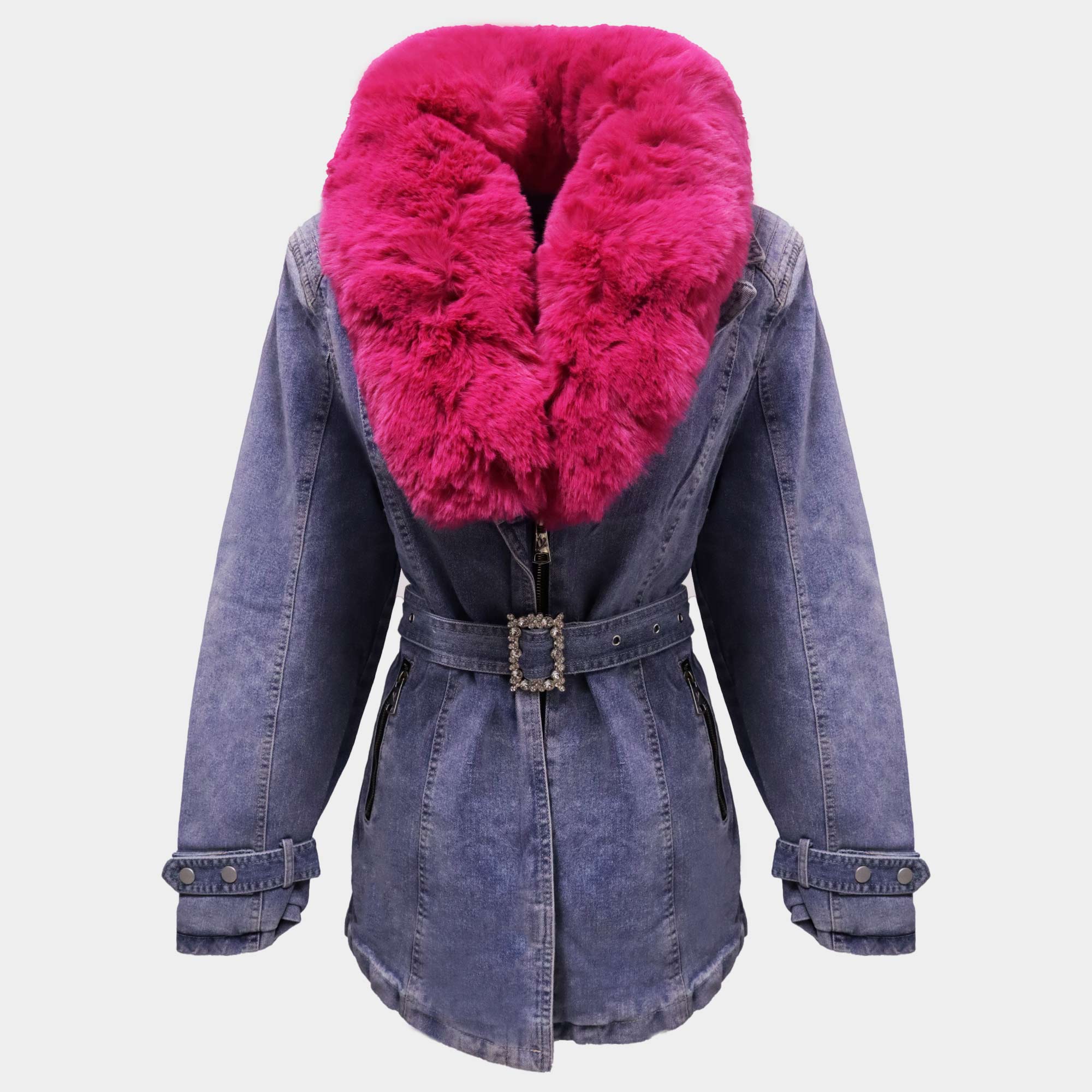 Chaqueta de Mexclilla con Cuello de Peluche Yimai 2023 67