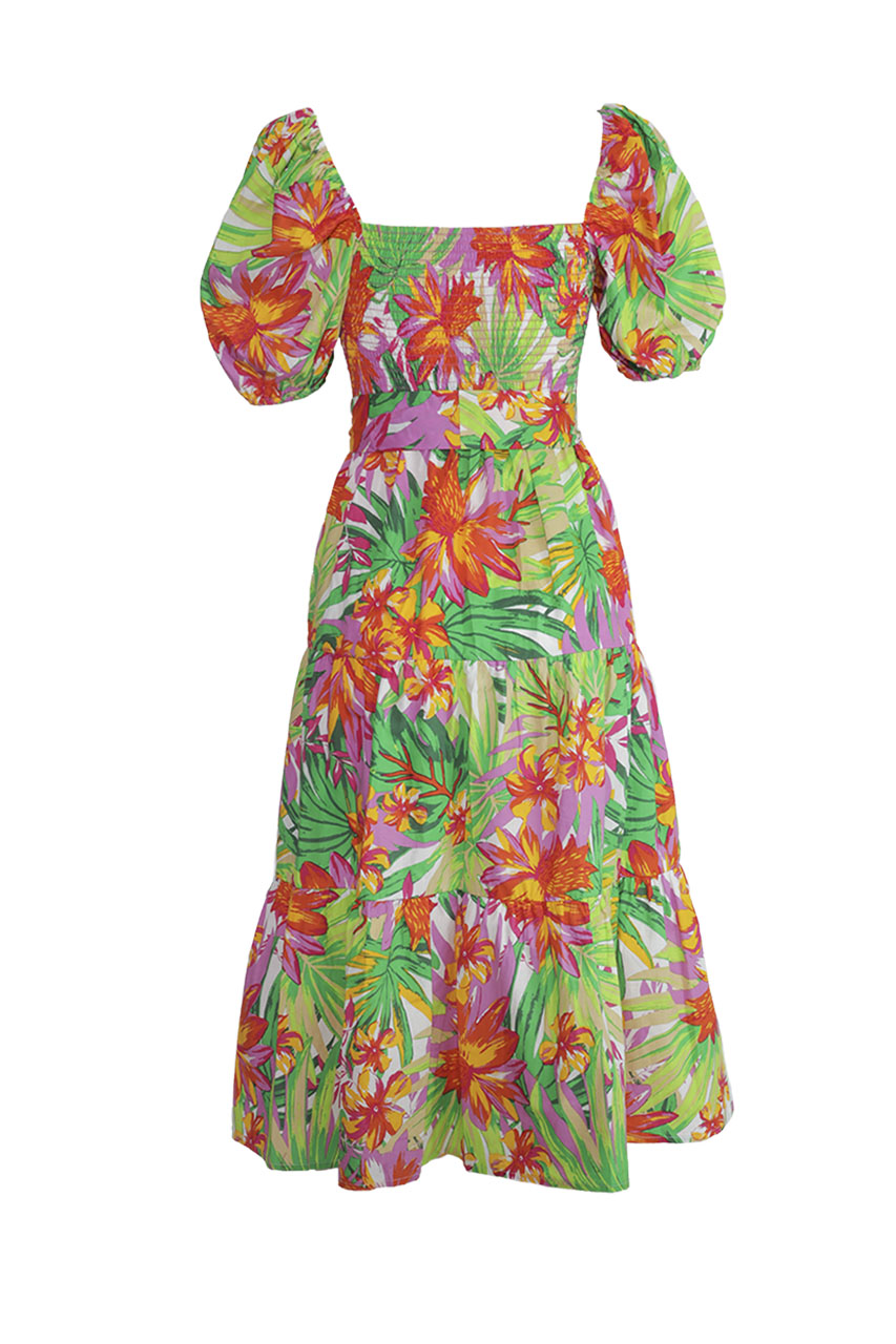 Vestido con Estampado Tropical y Escote Aspik AMY 9351