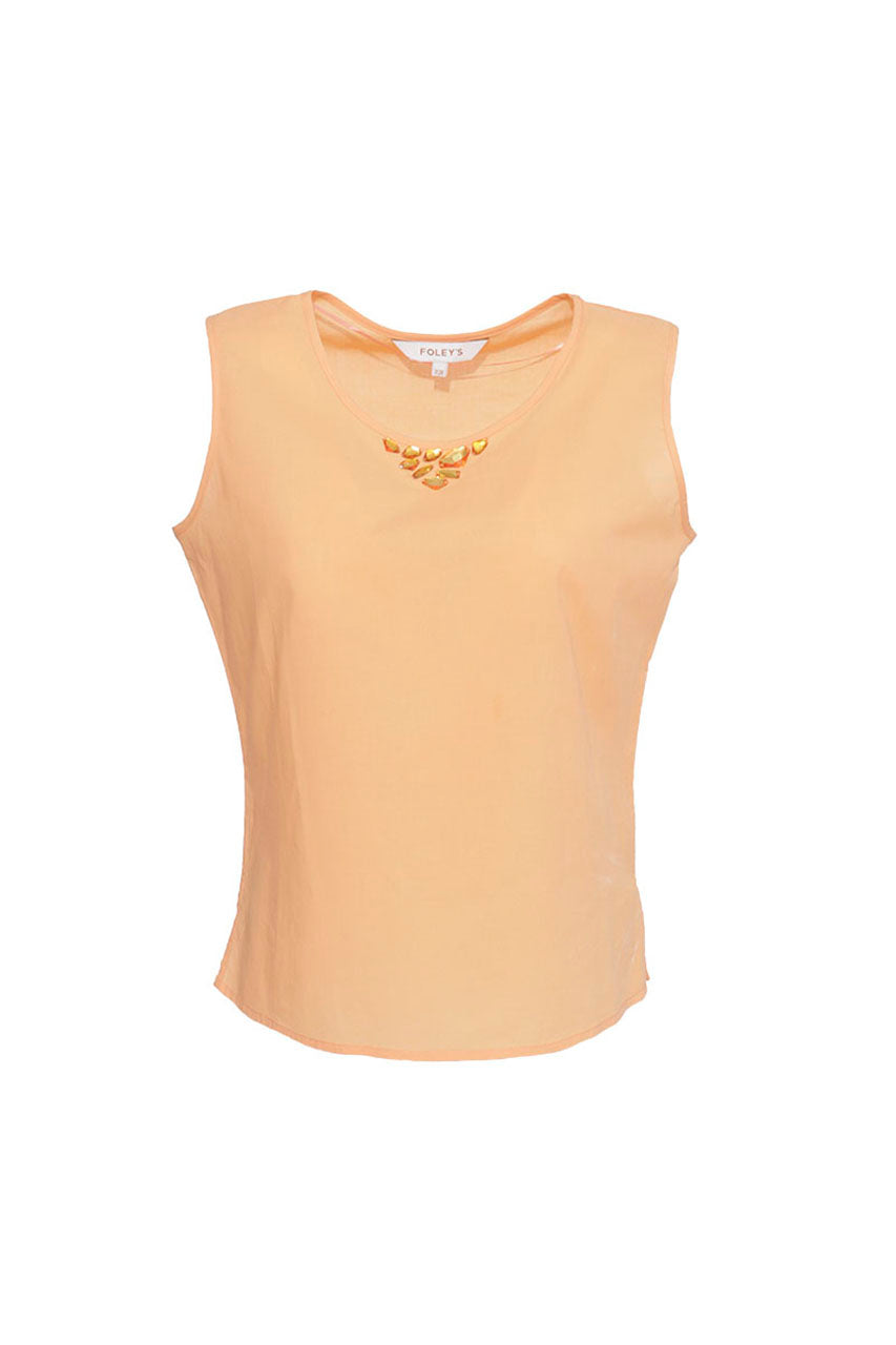 Blusa Cuello Redondo con Deatalle de Pedreria Foleys 123472